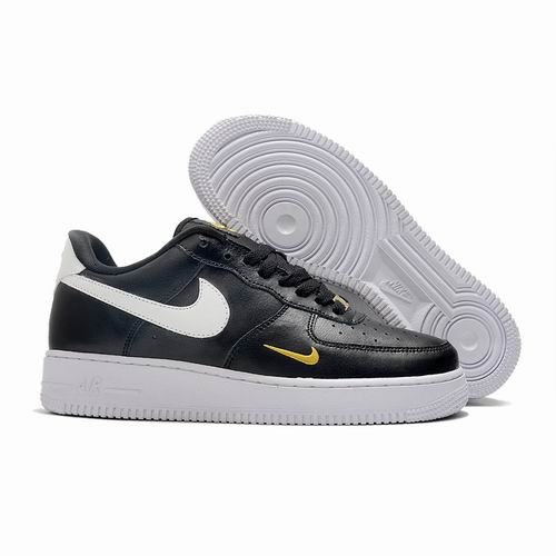 Cheap Nike Air Force 1 Black White Yellow Shoes Men and Women-66 - Click Image to Close